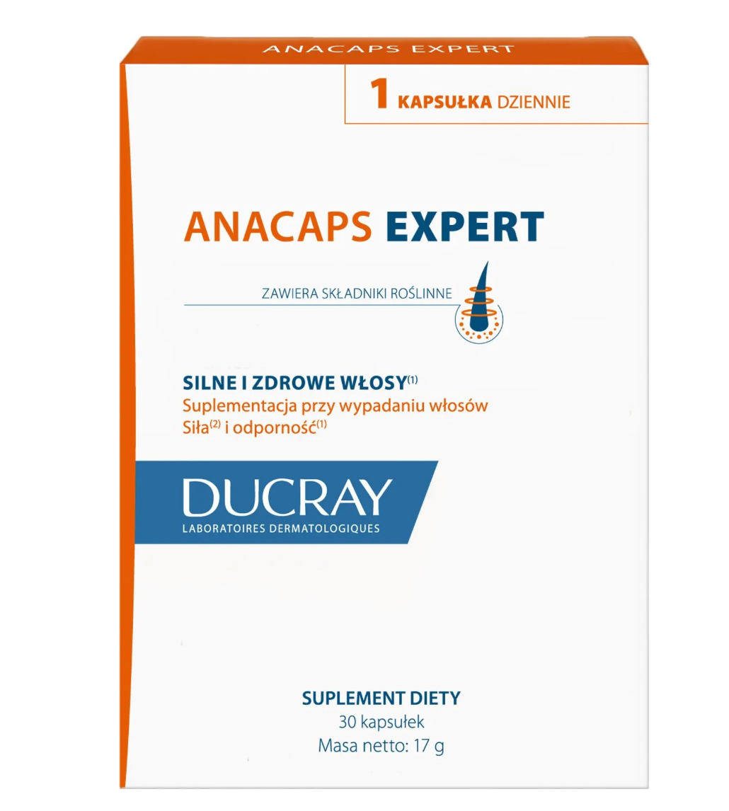 Ducray Anacaps Expert 30 Capsules – Hair Loss Supplement & Nail Strengthener with Biotin and Vitamins
