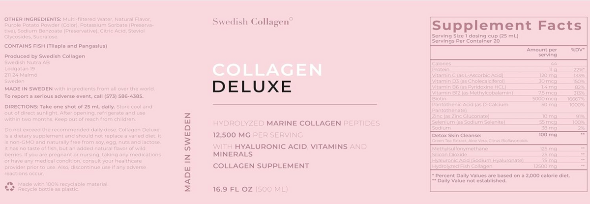 Swedish Nutra Collagen Deluxe 12500mg – 500ml Marine Collagen Liquid Supplement – view 4
