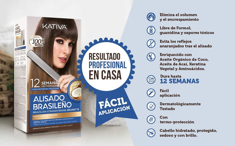 Kativa Brunette Brazilian Straightening Kit for Dark Hair